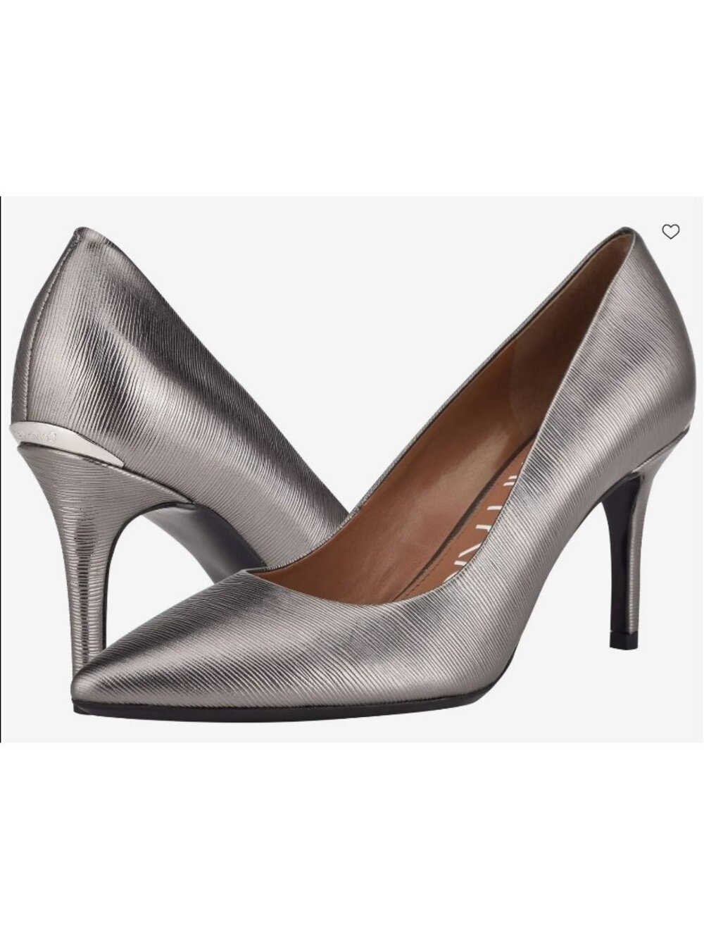Calvin Klein Gayle Womens Metallic Anthracite Pointed-Toe Heels Leather Size 8.5